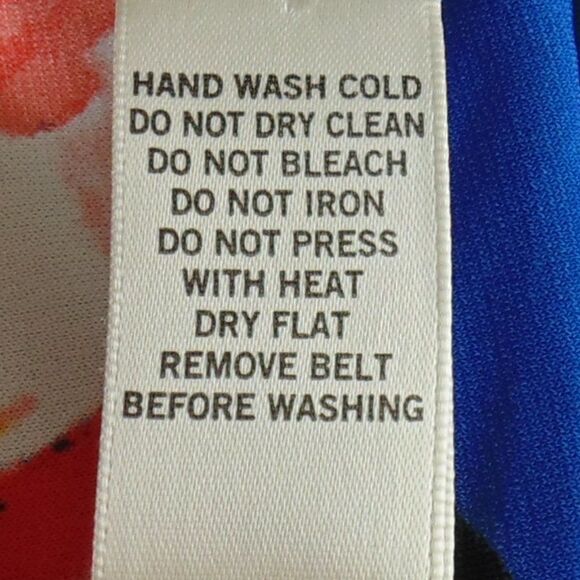 CACHE Dress, L, Blue, Red Floral, Twist neck, Sleeveless, Lined, Back Zip - Picture 12 of 12